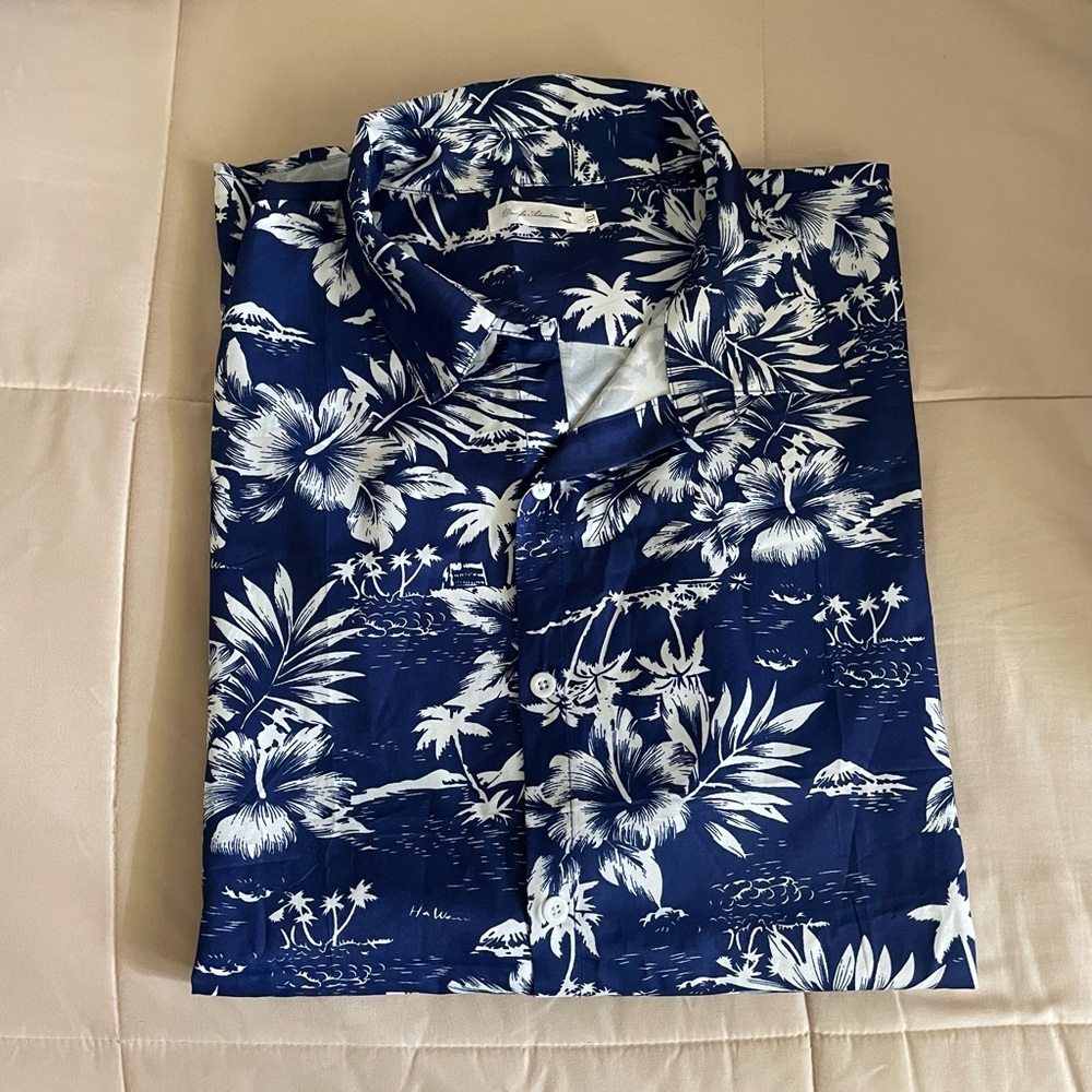 Navy Blue Floral Men's Button up